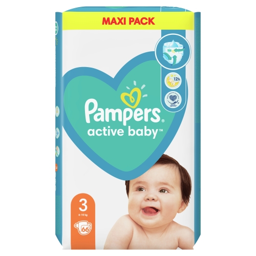 PAMPERS Active Baby S3 autiņbiksītes (6 - 10 kg), 66 gab