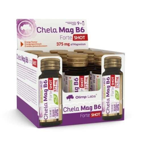 OLIMPLABS Chela-Mag B6 Forte Shot 25 ml ampulas (apelsīns), 9 gab