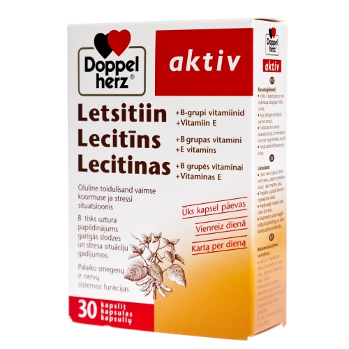 DOPPELHERZ® Aktiv Lecitīns + B grupas vitamīni +E vitamīns kapsulas, 30 gab.