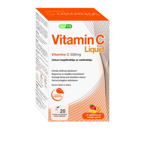 VITAMIN C Liquid 500 mg paciņas, 20 gab