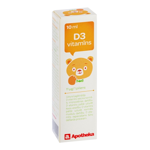 APOTHEKA D3 vitamīns 440IU pilieni (ar dozatoru), 10 ml