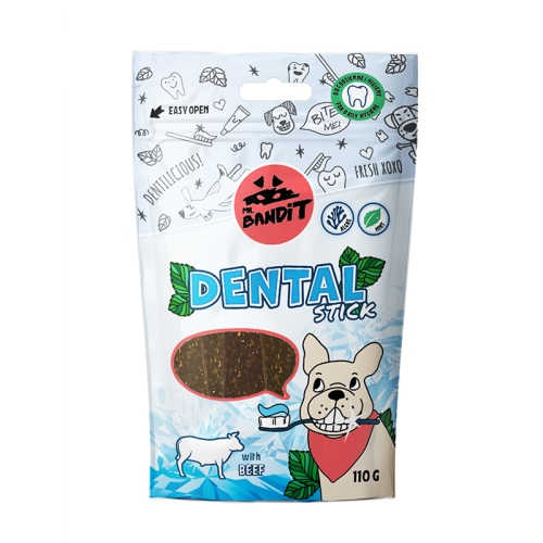 MR.BANDIT DENTAL STICKS KOCIŅI ZOBU VESELĪBAI AR LIELLOPU 110G