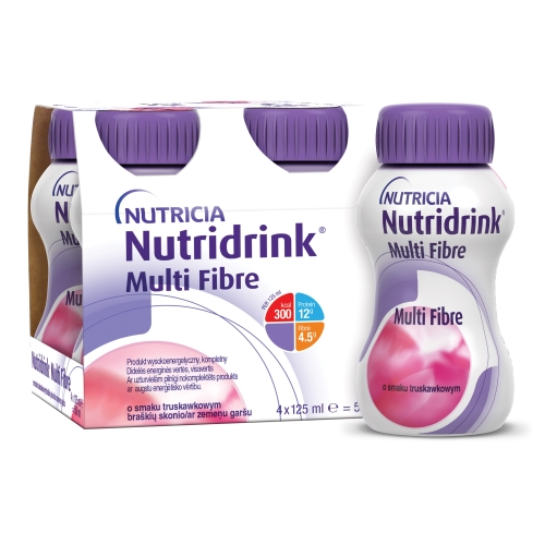 NUTRIDRINK Multi Fibre ar zemeņu garšu, 125 ml