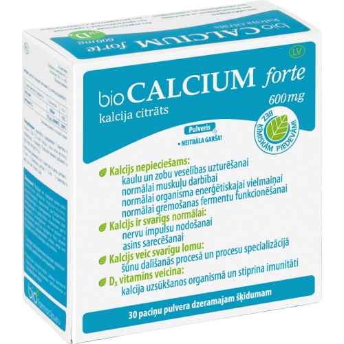 bioCALCIUM Forte 600 mg pulveris, 30 gab.