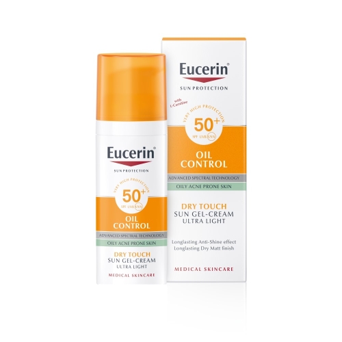 Eucerin Sun Oil Control Dry Touch gelveida sauļošanās aizsarglīdzeklis sejai SPF50+, 50 ml