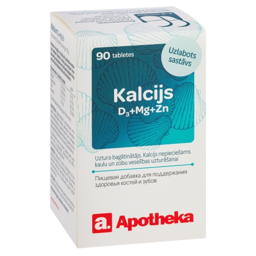 APOTHEKA Kalcijs D3+Mg+Zn tabletes, 90 gab