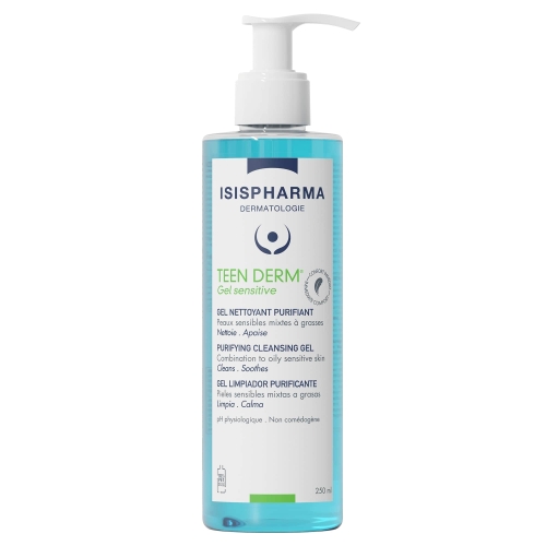 ISISPHARMA Teen Derm Gel Sensitive gels iekaisīgas aknes ādai, 250 ml