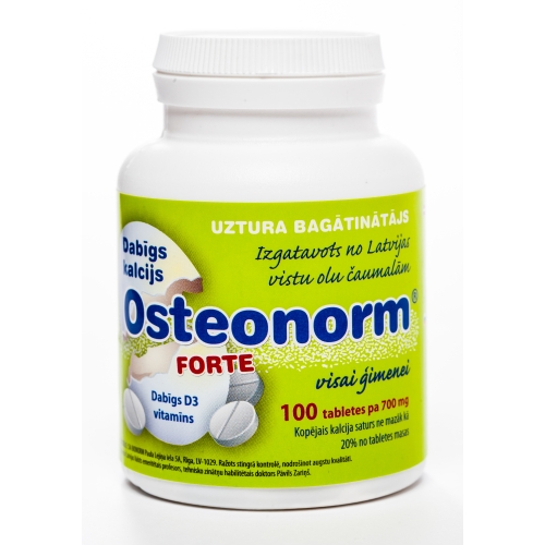 OSTEONORM FORTE 700MG TABLETES N100 (AR VIT.D3 UN FLUORĪDU)