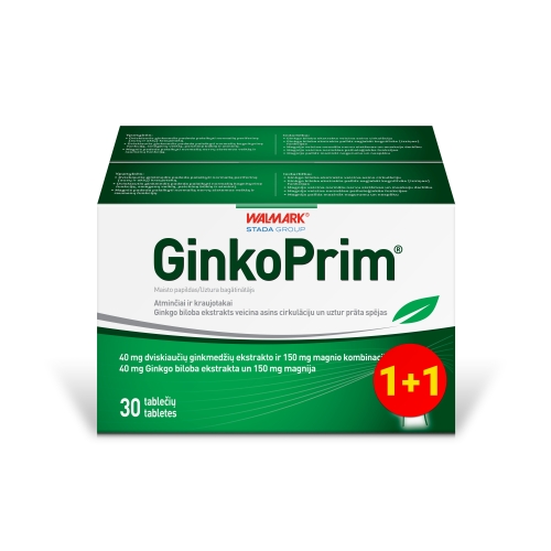 WALMARK Ginko Prim 40 mg tabletes, 30 gab + 30 gab