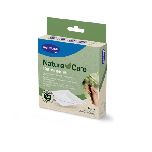 NATURE CARE sterila marles salvete (7.5 x 7.5 cm), 5 x 2 gab