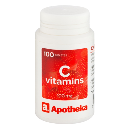 APOTHEKA C vitamīns ar zemeņu garšu, tabletes, 100 gab