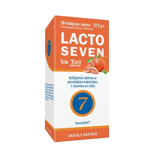 Lacto Seven Trio 3in1 košļājamās tabletes, 50 gab