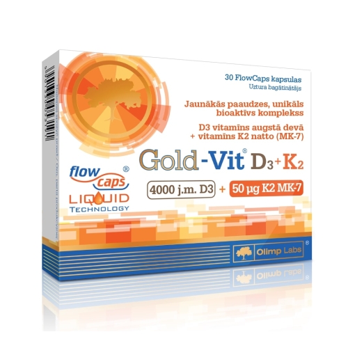 OLIMPLABS Gold Vit. D3 + K2 kapsulas, 60 gab