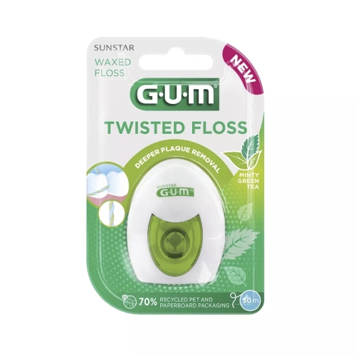 GUM® Twisted Minty Green Tea zobu diegs, 30 m