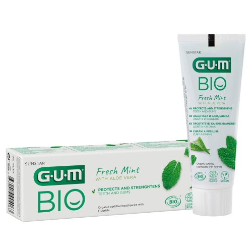 GUM® Bio Fresh Mint with Aloe Vera organiskā zobu pasta ar fluorīdu, 75 ml