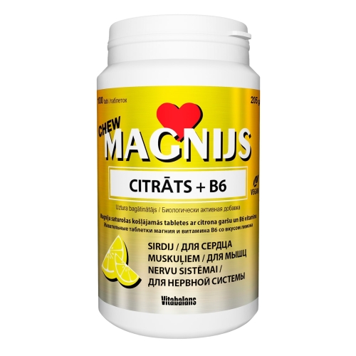 MAGNIJS Chew 375 mg + B6 citrāts, 100 gab