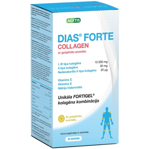 DIAS Collagen Forte 11.3 g greipfrūtu pulveris, 30 gab.