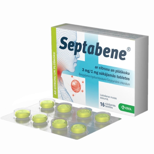 SEPTABENE 3MG/1MG SŪKĀJAMĀS TBL PLŪŠKOKS/CITRONS N16