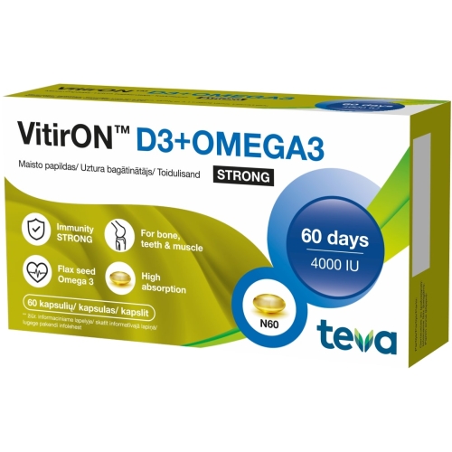 VITIRON D3 + Omega-3 Strong kapsulas, 60 gab