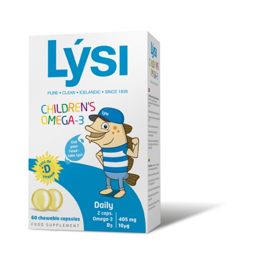 LYSI children Omega-3 zivju eļļa ģimenei, augļu garša, 60 gab