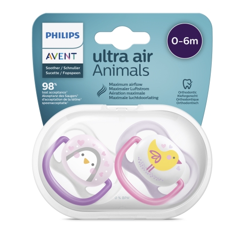 PHILIPS Avent māneklītis Ultra Air Animals, 0-6M (2 gab), meitenēm