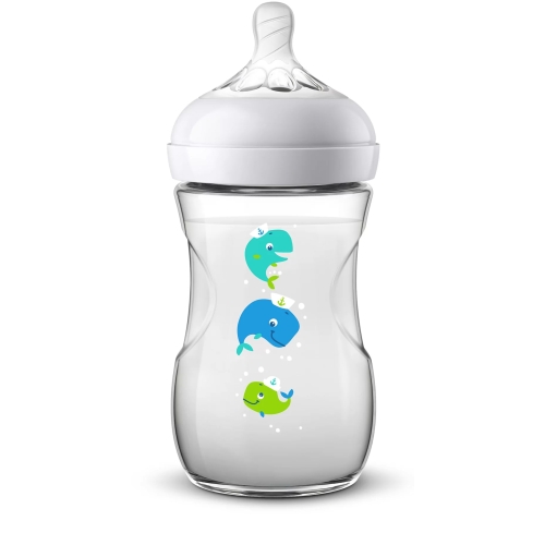 PHILIPS Avent Natural Barošanas pudelīte, valis, 260 ml, 1M+