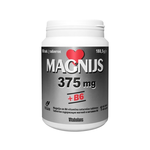 MAGNIJS 375 mg + B6 tabletes, 180 gab