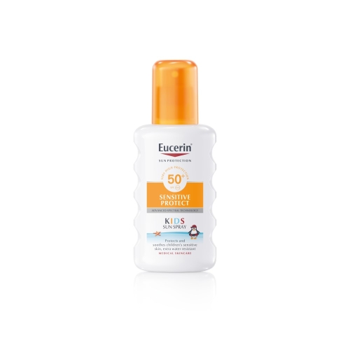 EUCERIN Kids Sun Sensitive Protect SPF50+ izsmidzināms sauļošanās aizsarglīdzeklis bērniem, 200 ml