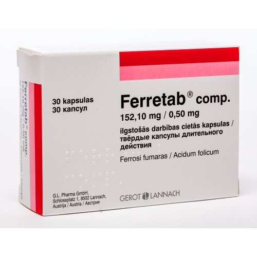 FERRETAB COMP.152.10MG/0.50MG KAPSULAS N30