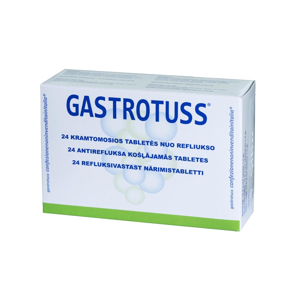 GASTROTUSS antirefluksa košļājamās tabletes, 24 gab.