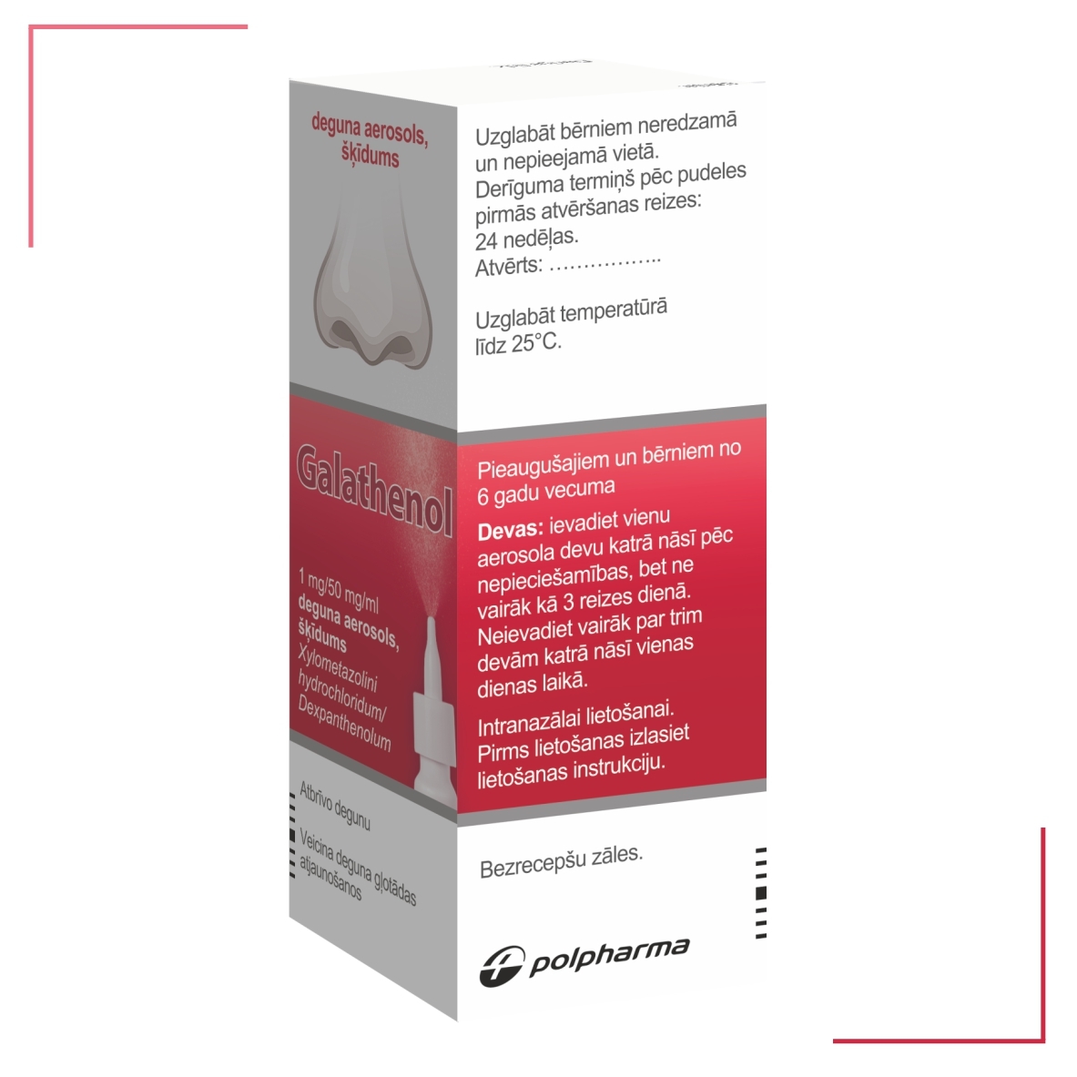 GALATHENOL 1MG/50MG/ML DEGUNA AEROSOLS 10ML - Produkta attēls 2